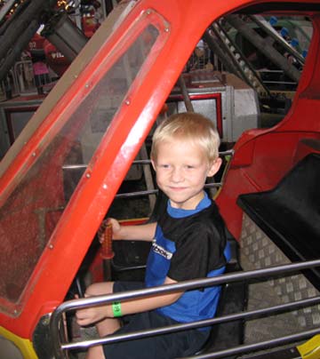 Quentin gets ready for a ride in the helicoptor Quentin readies for ride in the helicopter