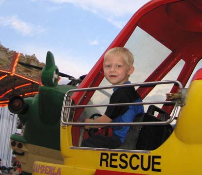 Up, up and away Quentin flying in helicoptor